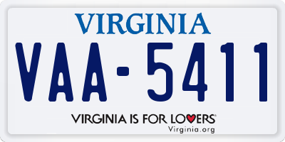 VA license plate VAA5411