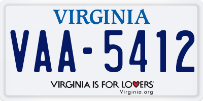 VA license plate VAA5412