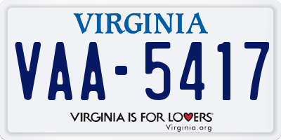 VA license plate VAA5417