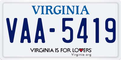 VA license plate VAA5419