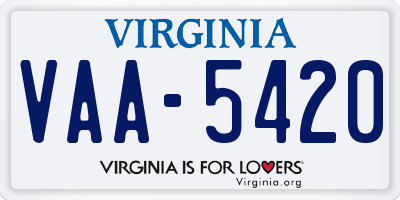 VA license plate VAA5420