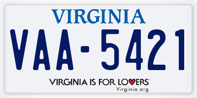 VA license plate VAA5421