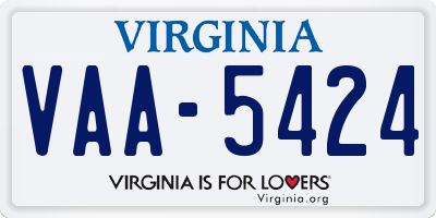 VA license plate VAA5424