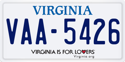 VA license plate VAA5426