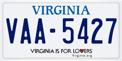 VA license plate VAA5427