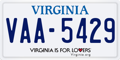 VA license plate VAA5429