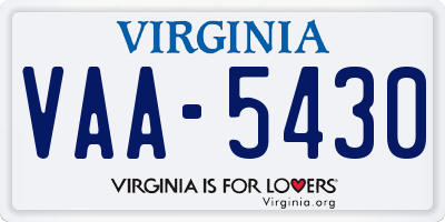 VA license plate VAA5430