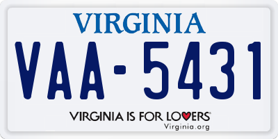 VA license plate VAA5431