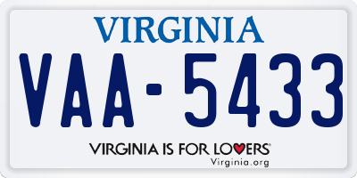 VA license plate VAA5433