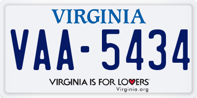 VA license plate VAA5434