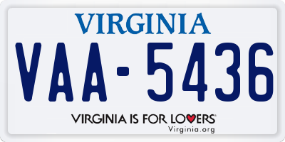 VA license plate VAA5436