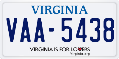 VA license plate VAA5438