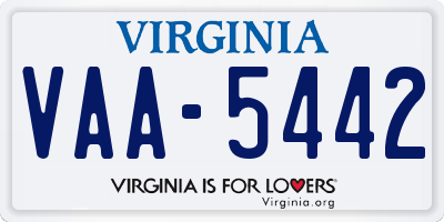 VA license plate VAA5442