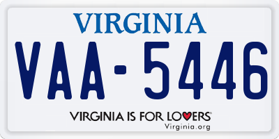 VA license plate VAA5446