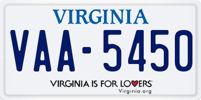 VA license plate VAA5450