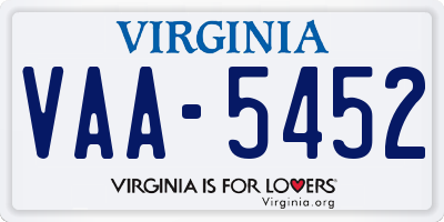 VA license plate VAA5452