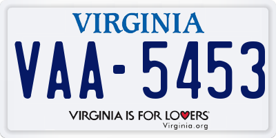 VA license plate VAA5453