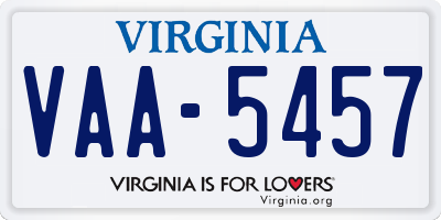 VA license plate VAA5457