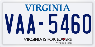 VA license plate VAA5460