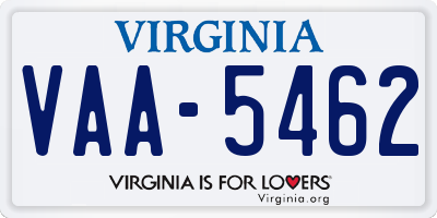 VA license plate VAA5462