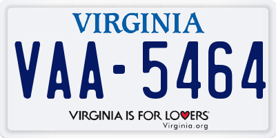 VA license plate VAA5464