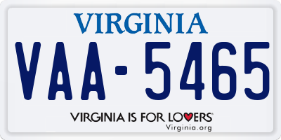 VA license plate VAA5465