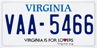 VA license plate VAA5466