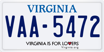 VA license plate VAA5472