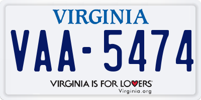 VA license plate VAA5474