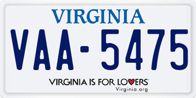 VA license plate VAA5475