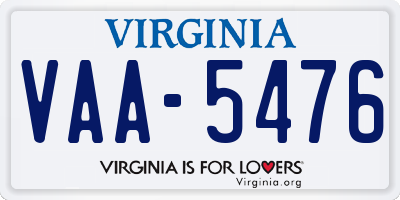 VA license plate VAA5476