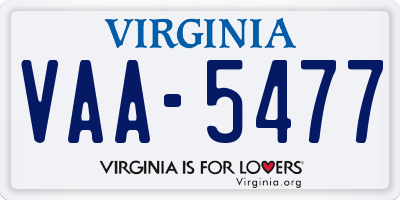 VA license plate VAA5477