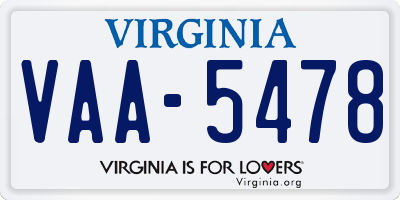 VA license plate VAA5478