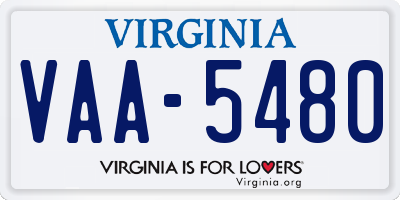 VA license plate VAA5480