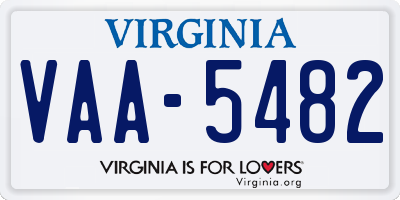 VA license plate VAA5482