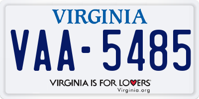 VA license plate VAA5485