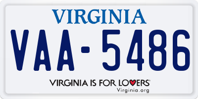 VA license plate VAA5486