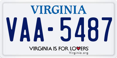 VA license plate VAA5487