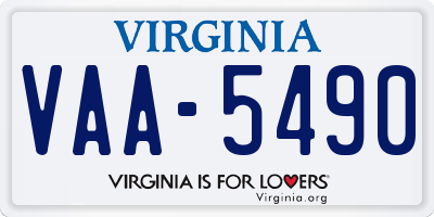 VA license plate VAA5490