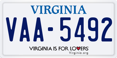 VA license plate VAA5492