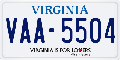 VA license plate VAA5504