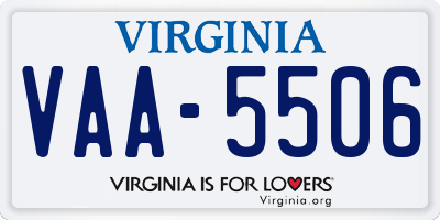 VA license plate VAA5506