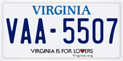 VA license plate VAA5507