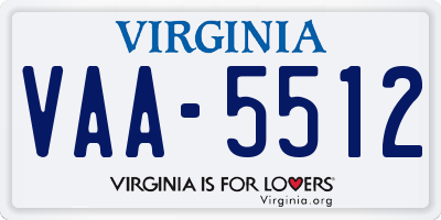 VA license plate VAA5512