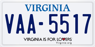 VA license plate VAA5517