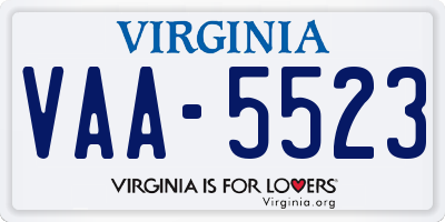 VA license plate VAA5523