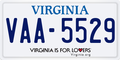 VA license plate VAA5529