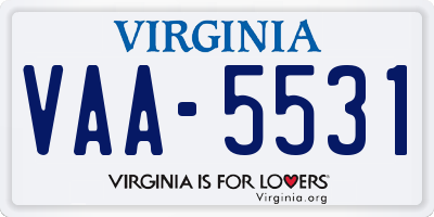 VA license plate VAA5531
