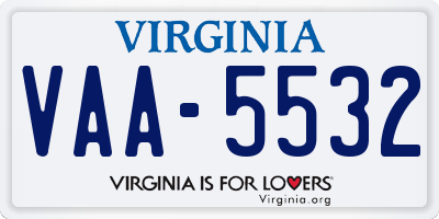 VA license plate VAA5532