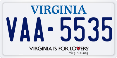 VA license plate VAA5535